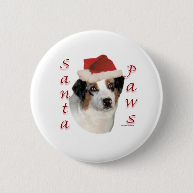 Australian Shepherd Santa Paws Button (Front)