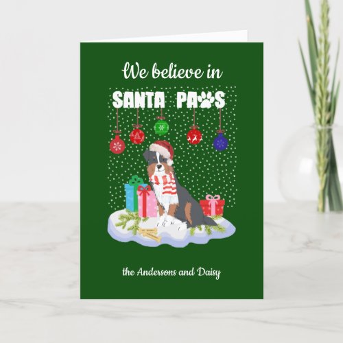 Australian Shepherd Santa Paws Christmas         Holiday Card