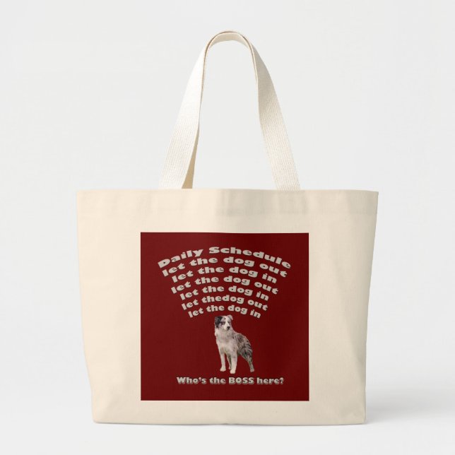 Australian Shepherd Schedule Large Tote Bag (Front)