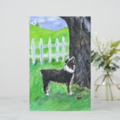 Australian Shepherd sees squirrel (Standing Front)