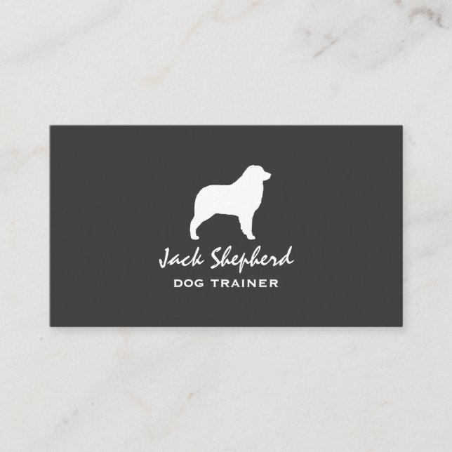 Australian Shepherd Silhouette Dog Breed Business Card (Front)