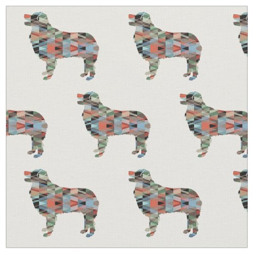 Australian Shepherd Silhouette Tiled Fabric