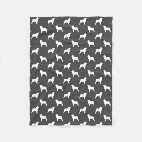 Australian Shepherd Silhouettes Aussie Dogs Grey Fleece Blanket