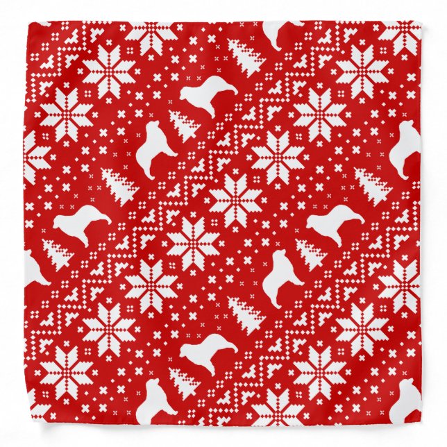 Australian Shepherd Silhouettes Christmas Pattern Bandana (Front)