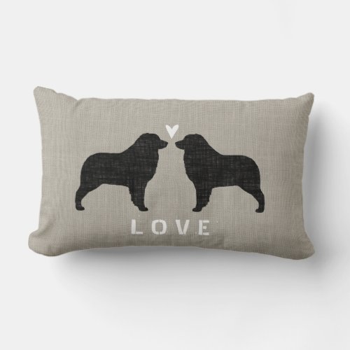 Australian Shepherd Silhouettes Love Lumbar Pillow