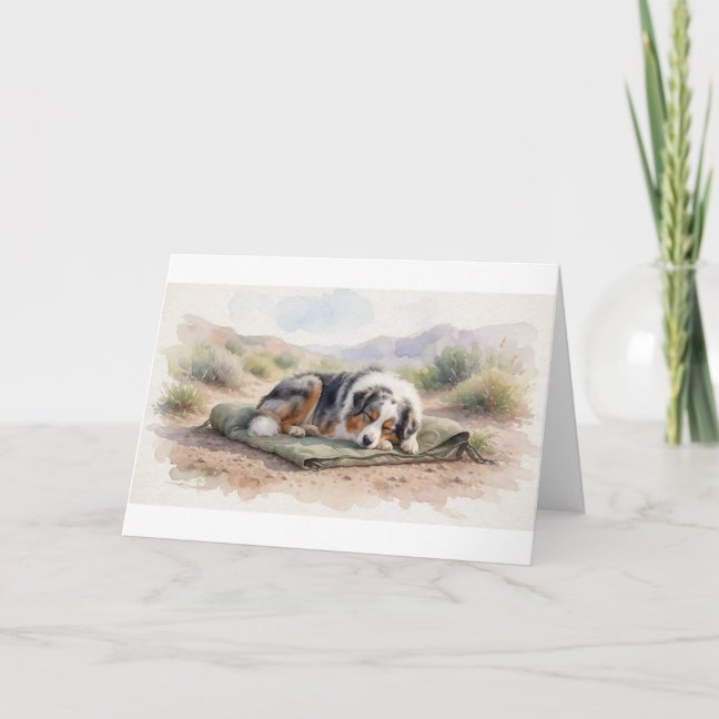 Australian Shepherd Sleeping On The Dusty Trail Be Card