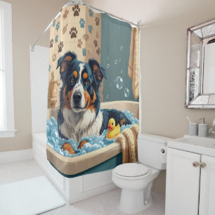 Australian Shepherd Sloppy Sleepy Cute Funny Shower Curtain