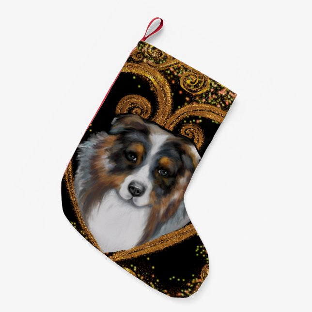 Australian Shepherd   Small Christmas Stocking (Front (Hanging))