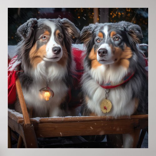 Australian Shepherd Snowy Sleigh Christmas Decor