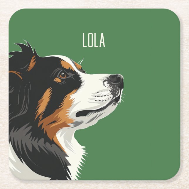 Australian Shepherd Square Paper Coaster (Front)