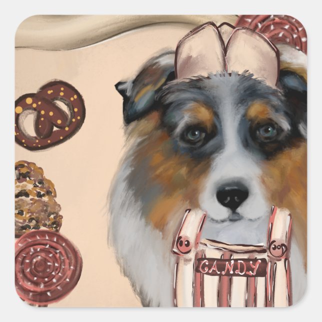 AUSTRALIAN SHEPHERD SQUARE STICKER (Front)