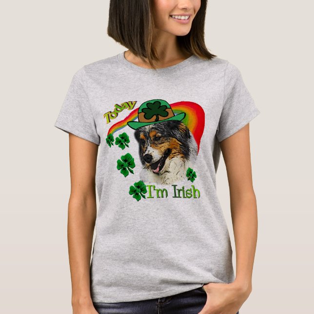Australian Shepherd St Patricks T-Shirt (Front)
