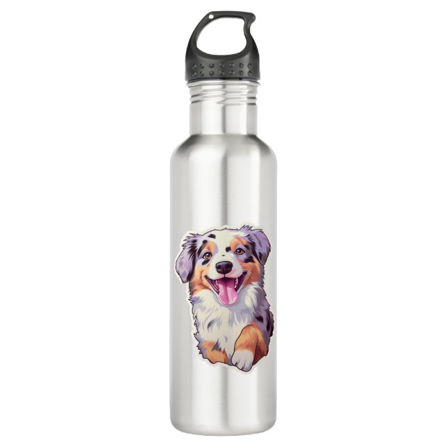Australian Shepherd    Stainless Steel Water Bottle (Front)