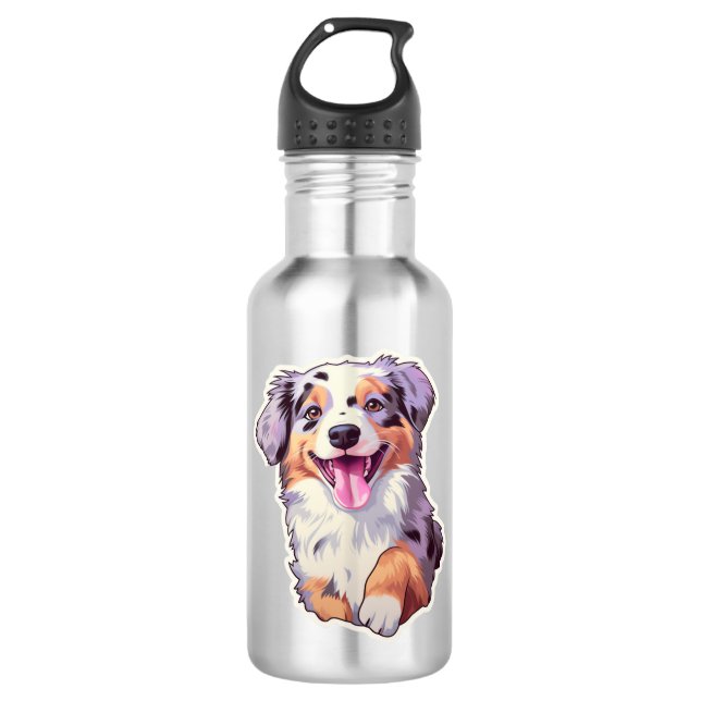 Australian Shepherd    Stainless Steel Water Bottle (Front)