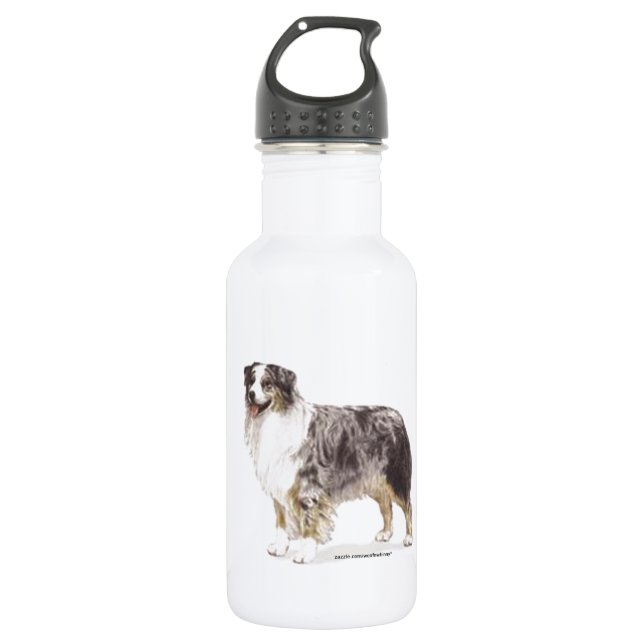 Australian Shepherd Stainless Steel Water Bottle (Front)
