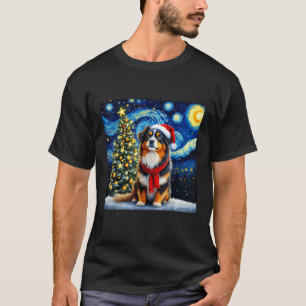 Australian Shepherd Starry Night Christmas Van Gog T-Shirt