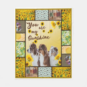 Australian Shepherd Sunflower You Are My Sunshine Fleece Blanket