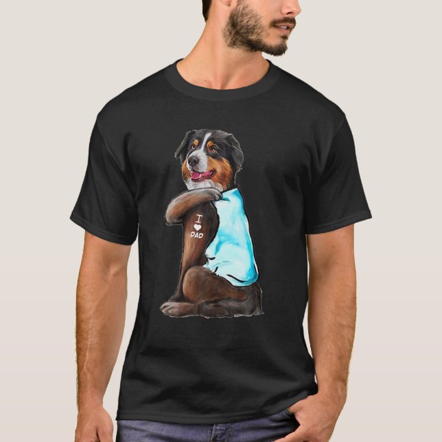 Australian Shepherd Tattoos I Love Dad Gift Father T-Shirt (Front)