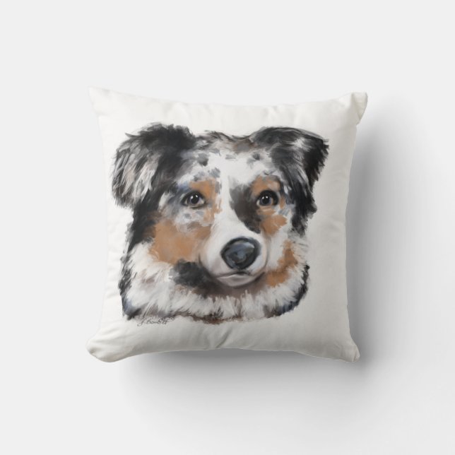 Australian Shepherd Throw Pillow (Front)