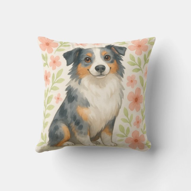 Australian Shepherd Throw Pillow Gift for Dog Love (Back)