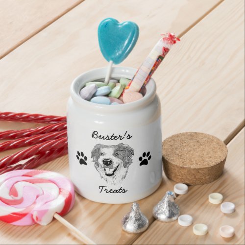 Australian Shepherd Treat Jar Personalized Drawing