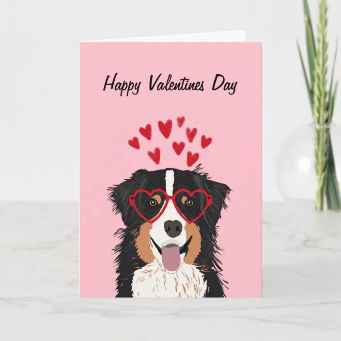 Australian Kelpie Valentines Day Card Handmade Holiday Dog Notecard for All Ages 
