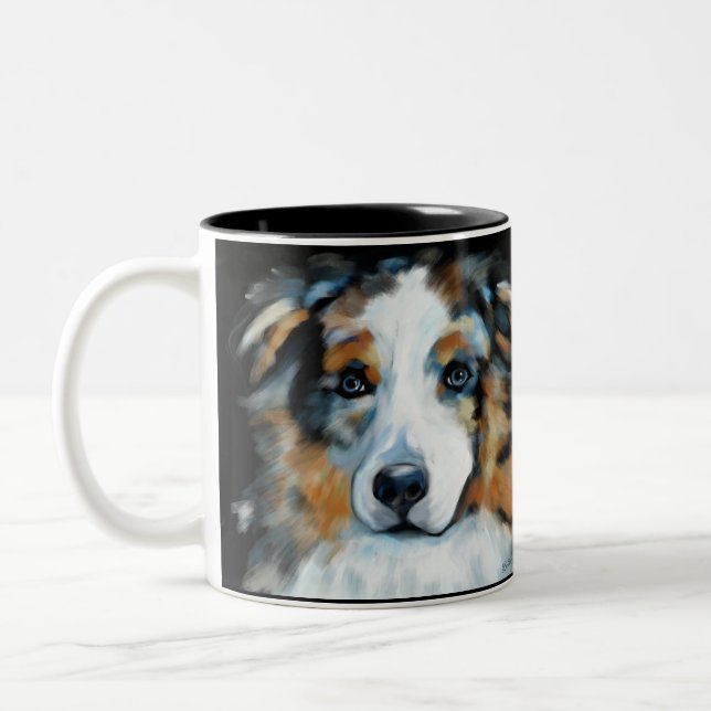 Australian Shepherd  Two-Tone Coffee Mug (Left)