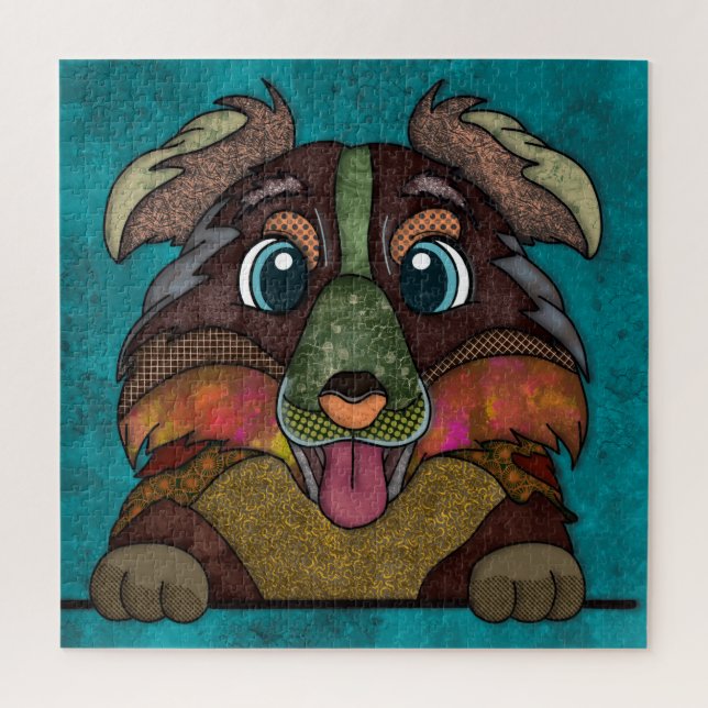Australian Shepherd ugly dog face Jigsaw Puzzle (Vertical)
