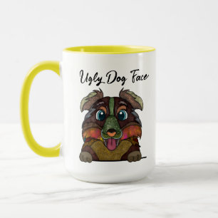 Australian Shepherd ugly dog face mug