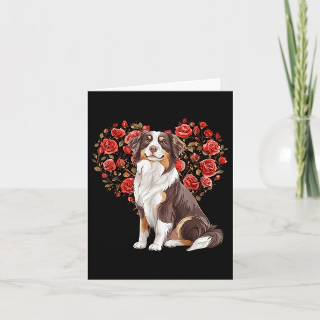 Australian Shepherd Valentines Day Aussie Lover Fl Card (Front)