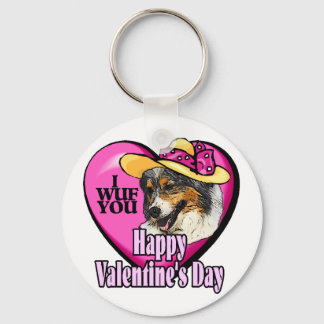 Australian Shepherd Valentines Day Gifts Keychain