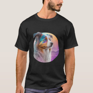 Australian Shepherd Vaporwave Retrowave Aesthetic T-Shirt