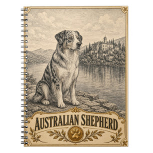 Australian Shepherd, Vintage Heritage Dog Notebook