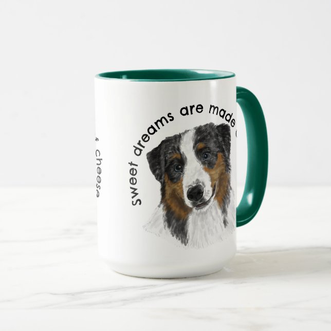 Australian Shepherd  Watercolor Personalized  Mug (Front Right)