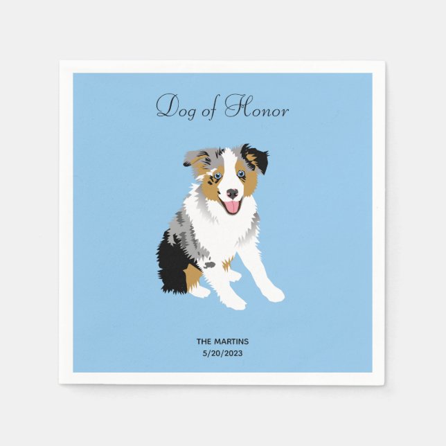 Australian Shepherd Wedding Cocktail Napkins (Front)