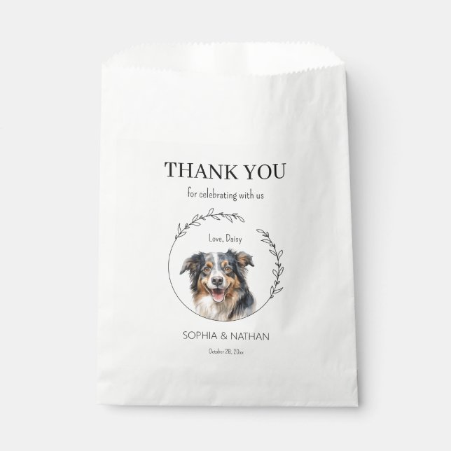 Australian Shepherd Wedding Thank You Favor Bag (Front)
