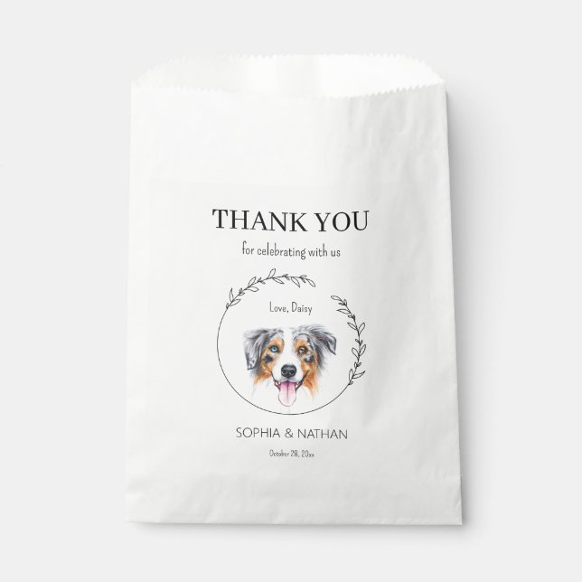 Australian Shepherd Wedding Thank You Favor Bag (Front)