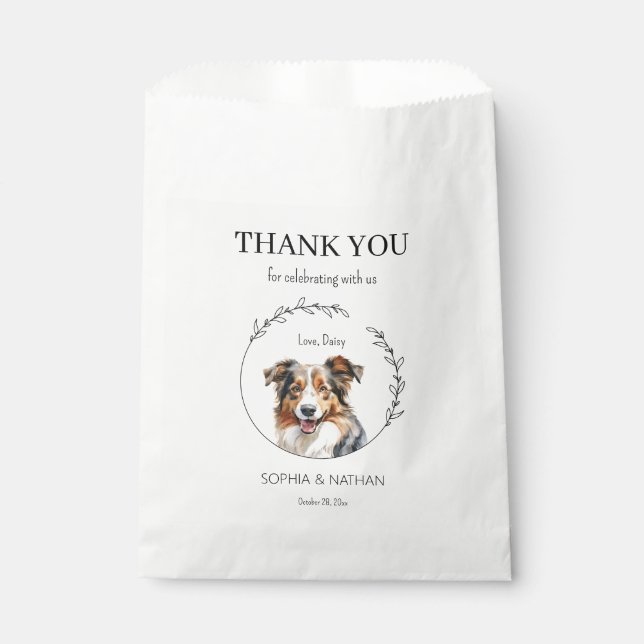 Australian Shepherd Wedding Thank You Favor Bag (Front)