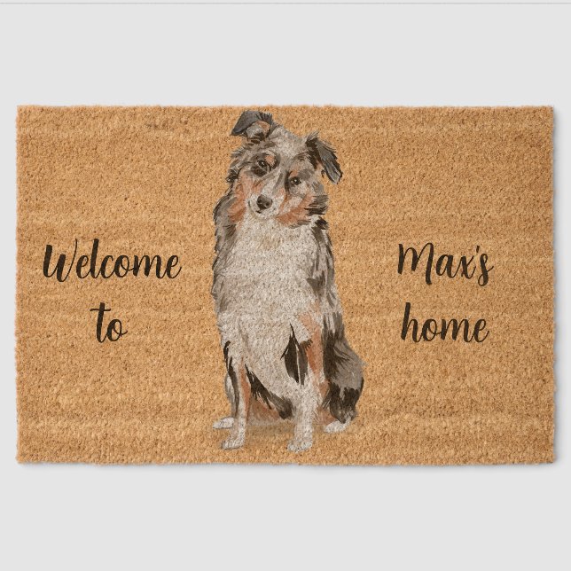 Australian Shepherd Welcome Mat (Front)