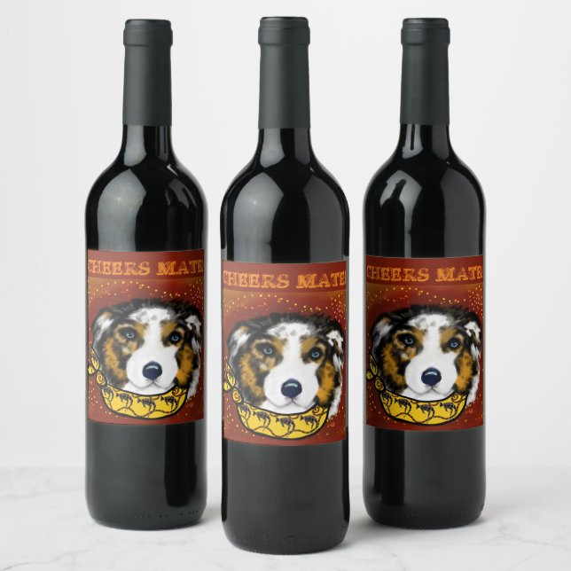 AUSTRALIAN SHEPHERD     WINE LABEL (Bottles)
