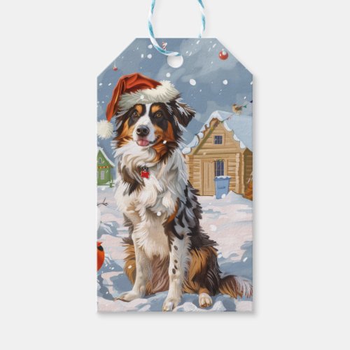 Australian Shepherd Winter Wonderland Christmas Gift Tags