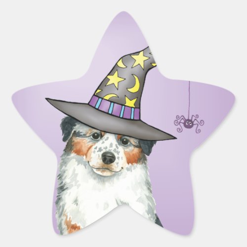 Australian Shepherd Witch Star Sticker