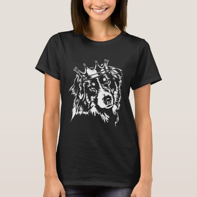 Australian Shepherd with crown herder dog mom T-Shirt (Front)