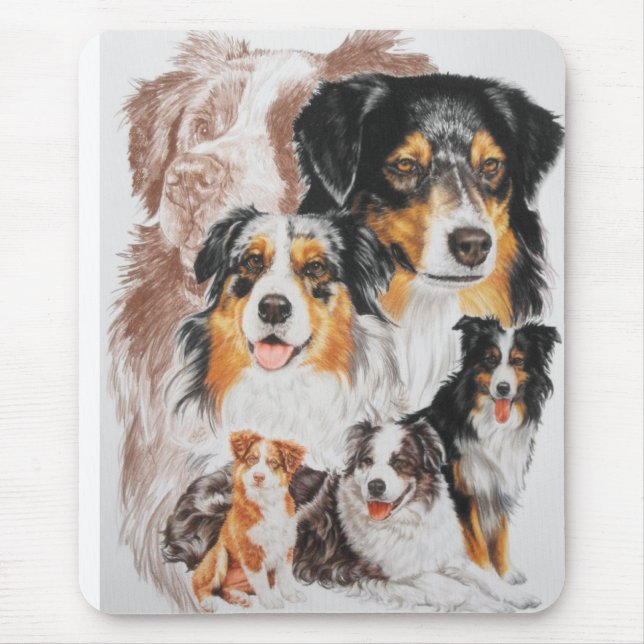 Australian Shepherd with Ghost Mouse Pad (Front)