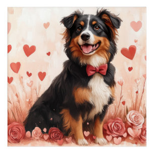 Australian Shepherd with Roses - Valentine's Day Acrylic Print