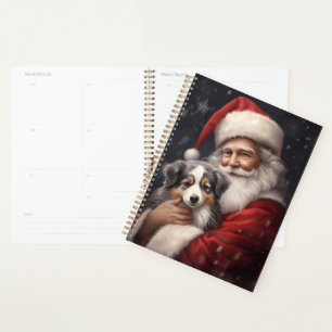 Australian Shepherd with Santa Claus Christmas Planner