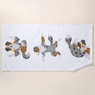 Australian shepherd yoga pose beach towel