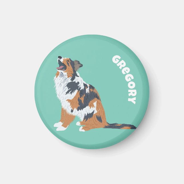 Australian Shepherds Aussie Dogs Personalized Magnet (Front)