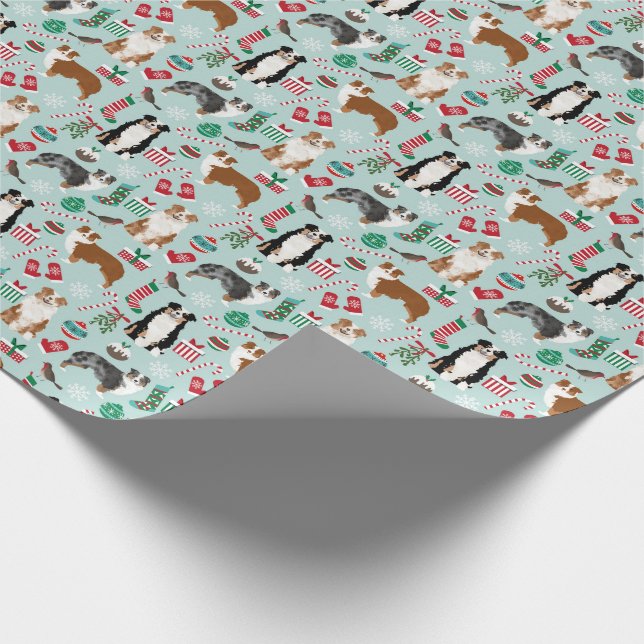 Australian Shepherds Christmas Gift Wrap (Corner)