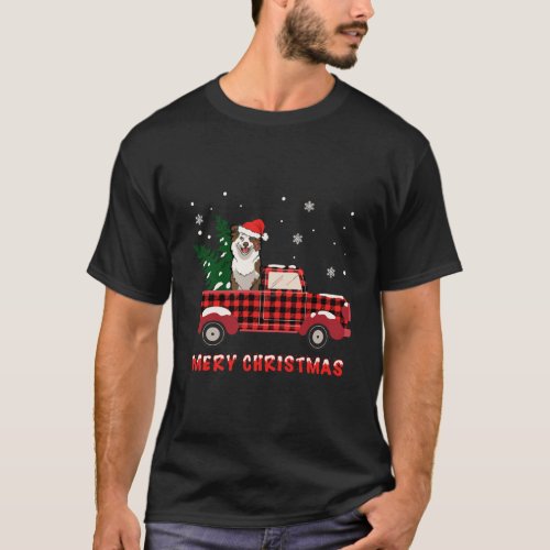Australian Shepherds Christmas Truck Tree Mom Dad  T_Shirt